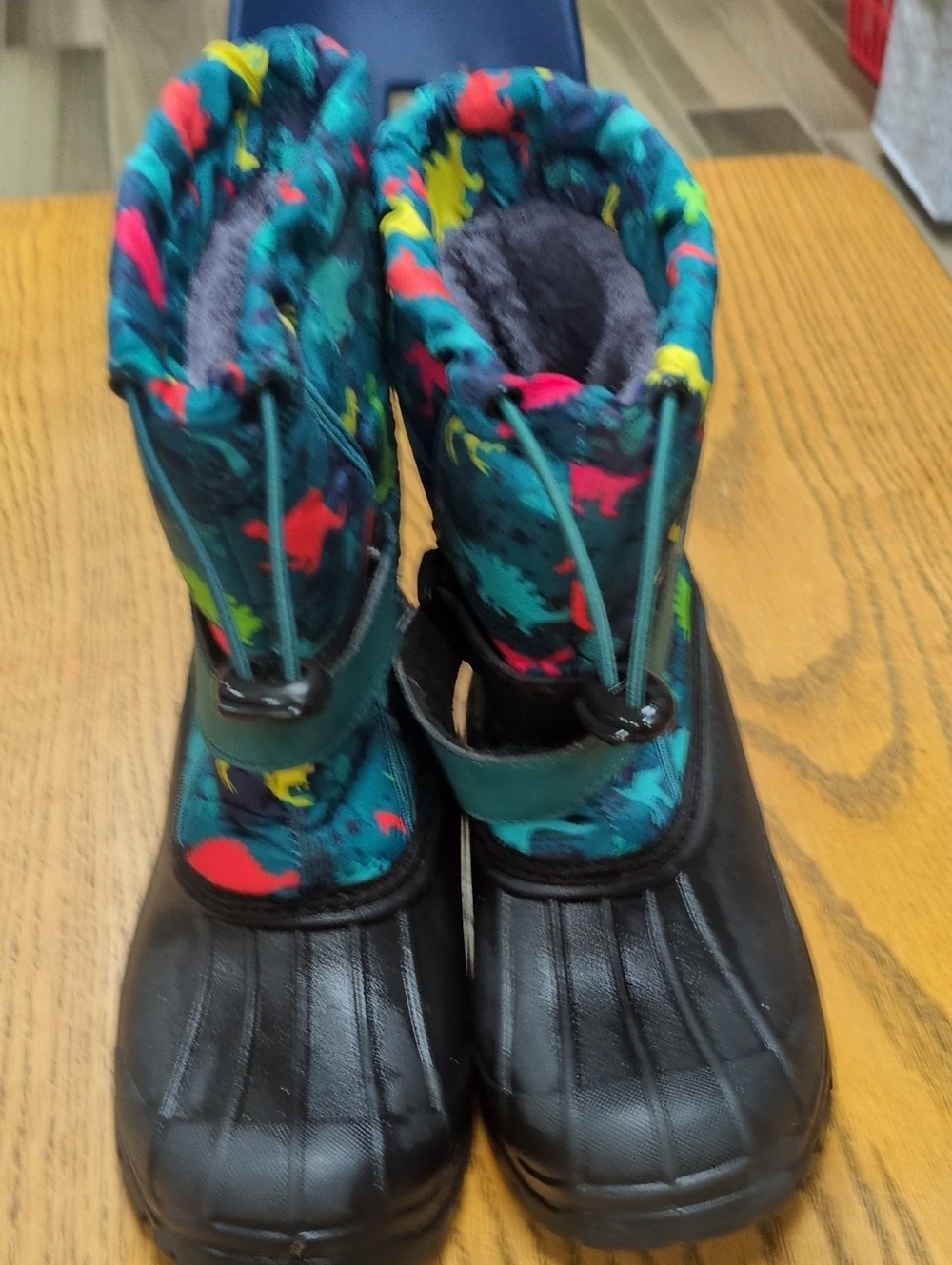 Kids Waterproof Winter Snow Boots in Teal Multi